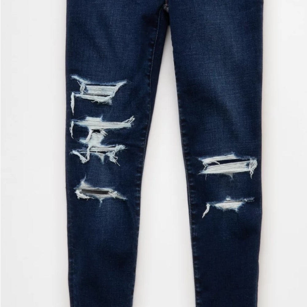 American Eagle Outfitters Dark Blue Distressed Skinny Jeans